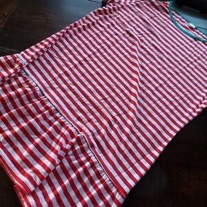 *COSTUME*GREEN AND RED CHRISTMAS STRIPED TOP-B1